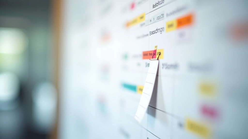 Kalender met veel vergaderingen in verschillende kleuren